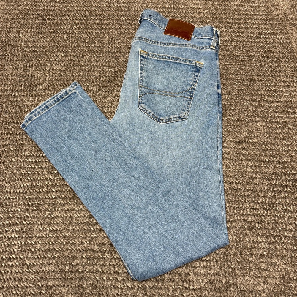 Hollister Mens Skinny Epic Flex Jeans 32x34 Light Wash Blue Denim‎